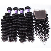 Quality Brazilian Deep Wave Virgin Hair 4 Bundles With Closure Kysiss Series