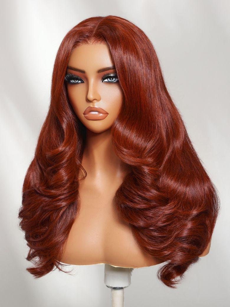 7x5 Bye Bye Slip? Lace Reddish Brown Voluminous Layered Blowout Soft Body Wave Wig