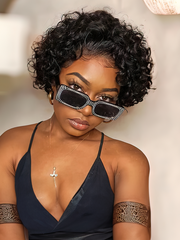 13x1 Sheer Natural Curly Pixie Cut Wig