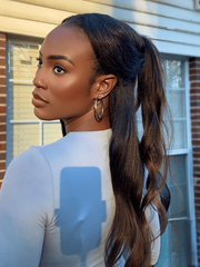 EasiContour? V Part Black to Chestnut Brown Ombre Yaki Wig With Invisi Drawstring