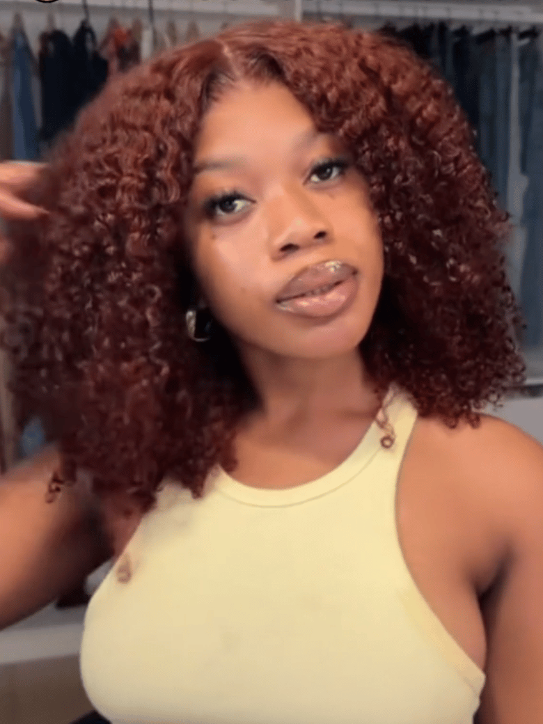 7x5 Bye-Bye Knots? Wig Glueless Lace Jerry Curly & Afro Kinky Curly Reddish Brown Drawstring Wig With Bleached Knots