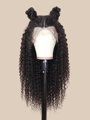 Transparent Lace 4x0.75 Curly Black Natural Wig Durable & Versatile Style