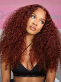 Petaluxe [24"=$99 | 180% Density] 13x4 Pre Everything Wig Reddish Brown Kinky Curly Bleached Knots