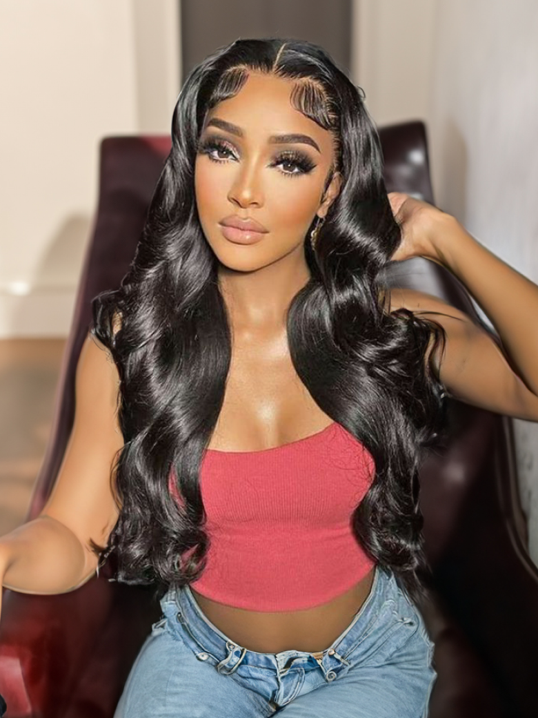 [7x5 Pre-Cut | 180% Density] Bye-Bye Knots Wig 7x5 Glueless Body Wave Wig Pre Cut Lace Pre Plucked Hairline
