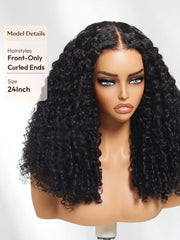 Bye-Bye Knots? 7x5 Lace Natural Black Jerry Curly Drawstring Wig with Defined Finger Coil Ends