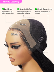 HD Real Scalp? Wig 13x4 Invisible Lace Frontal Loose Wave with Face Framing Curtain Bangs