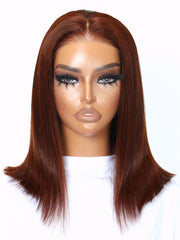 ByeBye Knots Wig 7x5 Pre Cut Lace Reddish Brown Glueless Bob Wig 150% Density