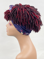 Glueless Spring Twist Headband Short Wig With Dark Red Highlights