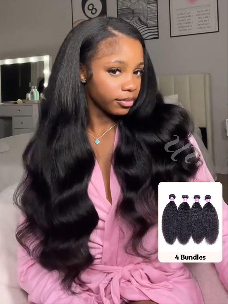 4Pcs Kinky Straight Remy Human Hair Bundles