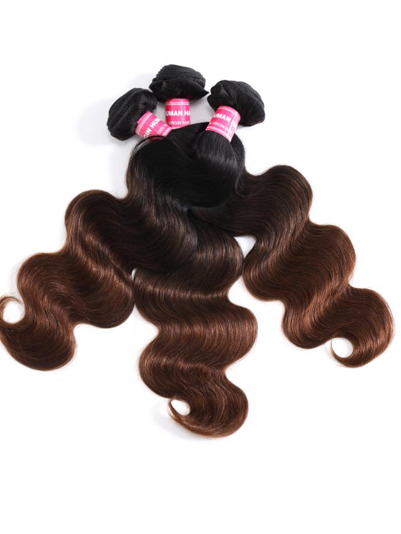 Chestnut Brown Ombre 3 Pcs Body Wave Human Hair Bundles
