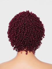 Glueless Burgundy Afro Kinky Curly 100% Human Hair Wig