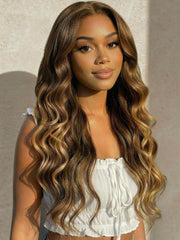 Bye-Bye Knots? 7x5 Lace Deep Brown with Caramel Higlights Loose Wave Drawstring Glueless Wig