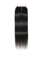 Hair 3 Bundles With Closure Middle Part 100% Virgin Remy Human Hair T Part Lace Closure Natural Black Color