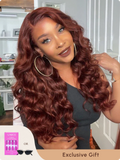 Petaluxe 13x4 Lace Front Body Wave Transparent Lace Wigs Copper Brown Perfect Color For Women