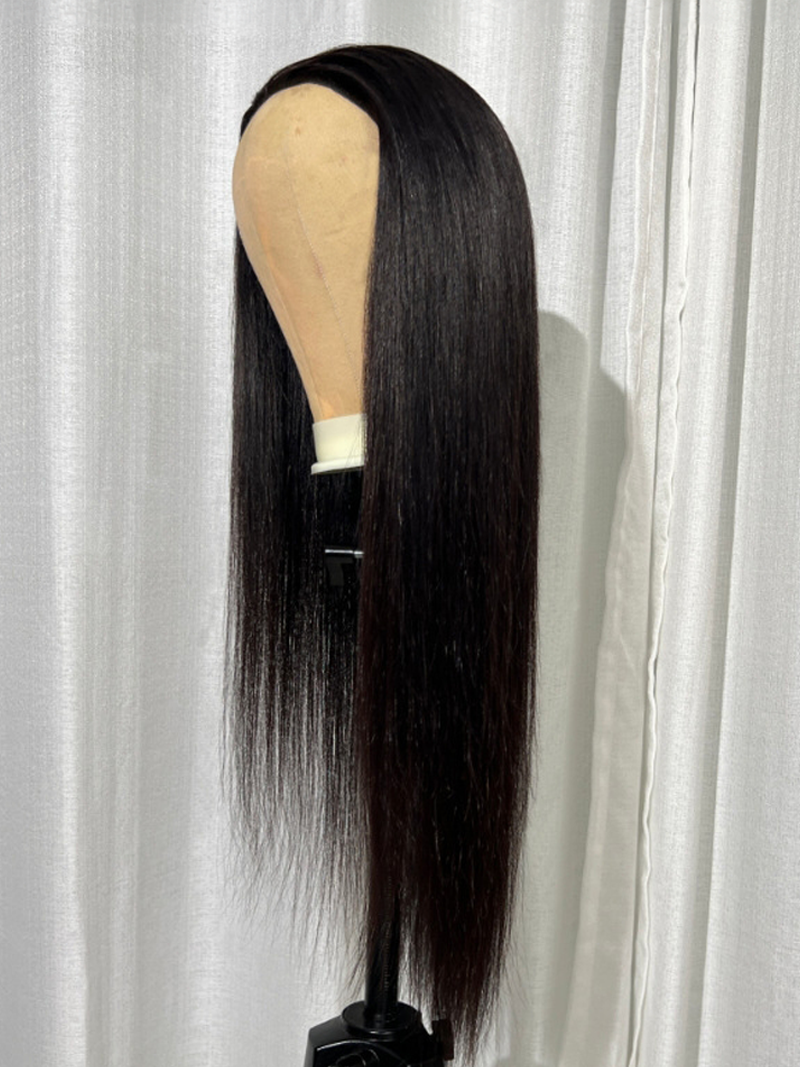 Straight Black Half Wig With Versatile Style And Easy Install