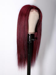 99J Burgundy 13x4 Lace Wigs Human Hair 150% Density Straight Hair