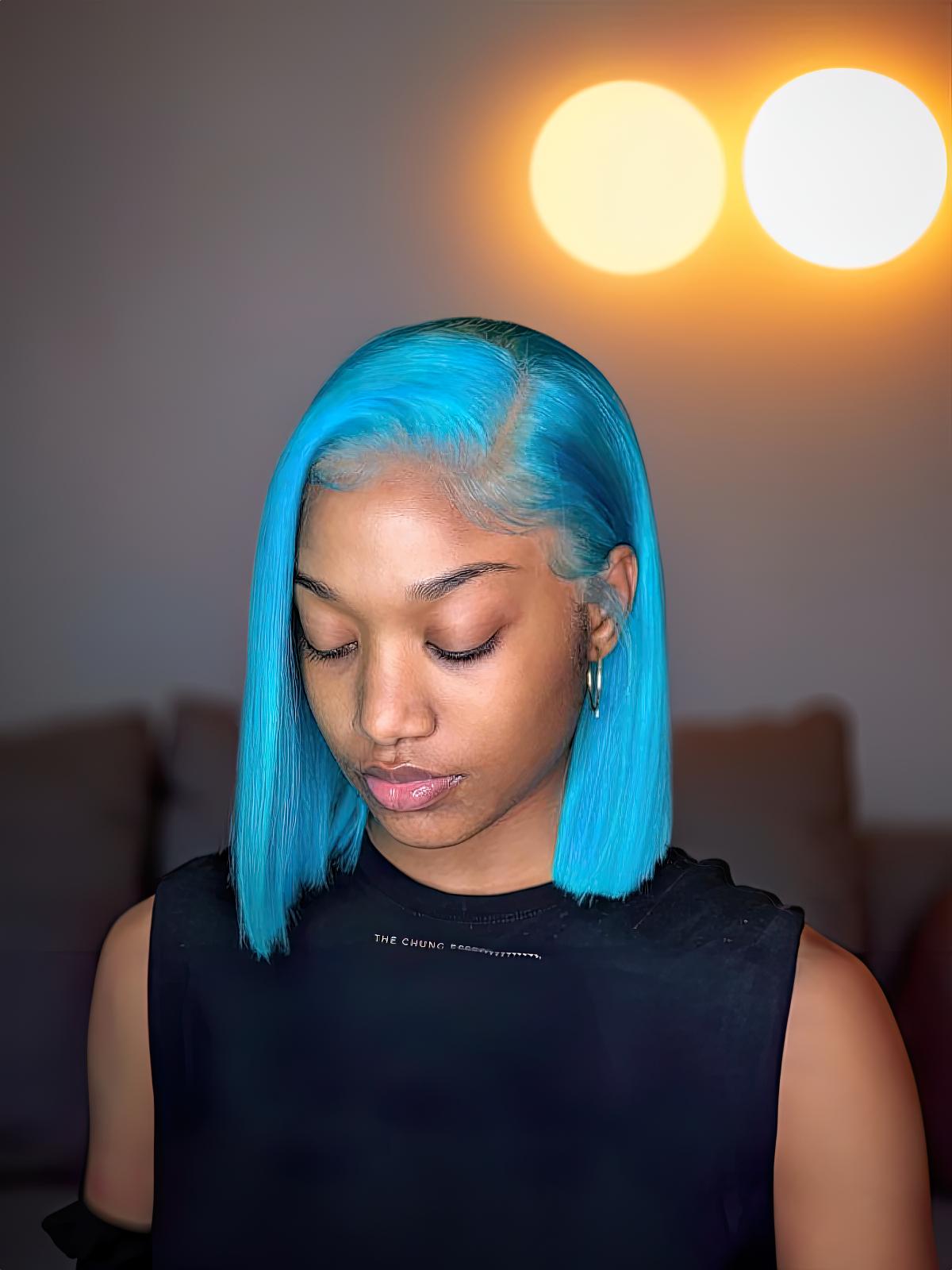 13x4 Lace Front Pastel Blue Chic Bob Wig