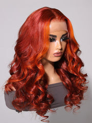 13x4 Lace Front Burnt Orange Pre-plucked Body Wave Wig