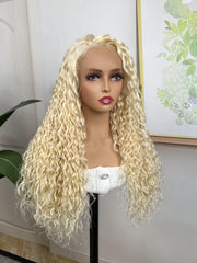 Blonde Water Wave 13x4 Lace Front Wig Pre Plucked Natural Hairline