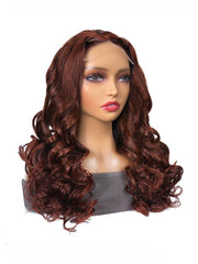 Undetectable HD Lace 5x5 Closure Reddish Brown Body Wave Glueless Wig two