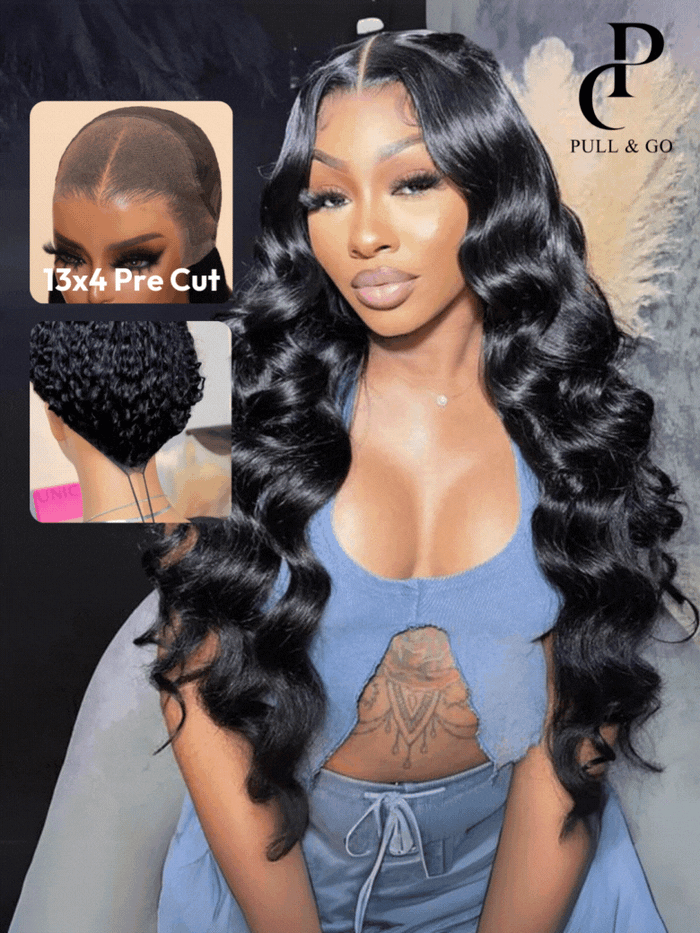 Petaluxe [Pay 24" Get 26"]13x4 Pre-Everything? Transparent Lace Front 3D Body Wave Wig Super Secure Real Ear To Ear With Invisi Drawstring