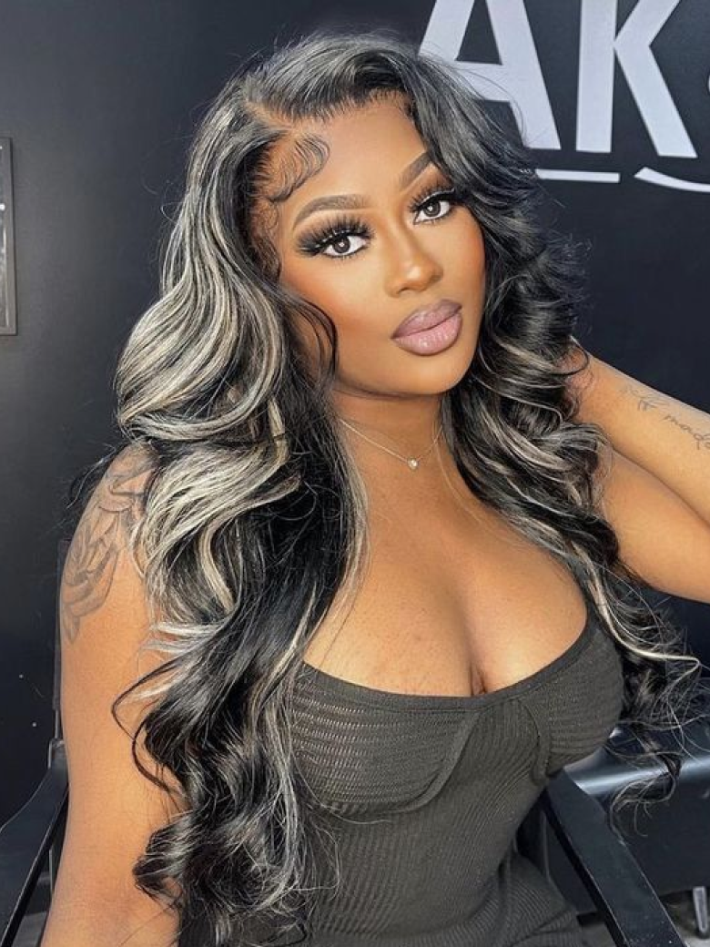 [Plus+ Exclusive] Balayage Highlight 13x5x0.5 Lace Wig Body Wave Wig Shadow Root Blonde Highlight 150% Density