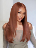 Petaluxe 13x5 Reddish Brown Lace Front Kinky Straight Wig Perfect Color For Deeper Skin-Tones