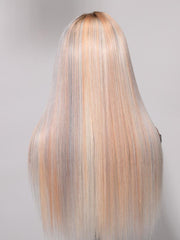 13x4 Lace Front Straight Wig Glossy Blonde With Silver Highlight Bratz Doll Vibes Inspired