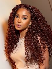 Dark Auburn Jerry Curl Remy Human Hair 3 Bundles With Closure Deal