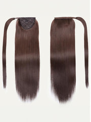 Dark Brown Clip In Ponytail Straight Human Hair Extension