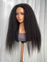 From 20" Versatile Kinky Straight Black Half Wig Instant Glueless Install