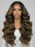 Petaluxe #FB30 Brown Balayage Highlight 100% Human Hair 3Pcs Body Wave Human Hair Bundles