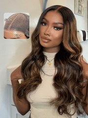 7x5 Bye Bye Knots? Glueless Lace Wig Balayage Highlight Body Wave Wig
