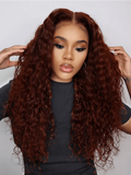 Petaluxe 7x5 Bye Bye Knots& 13x4 Pre Everything Reddish Brown Water Wave Gluleless Lace Wig