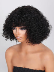 Short Shaggy Curly Easy Install Glueless Wig With Bangs