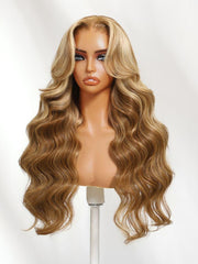 13x4 Lace Frontal Honey Blonde Highlights Body Wave Pre-Everything Wig