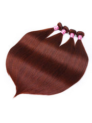 Dark Auburn Straight Remy Human Hair 4 Bundles With Closure Deal