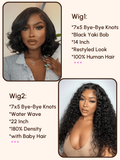 Petaluxe $249=2 Wigs | 22" 7x5 Bye-Bye Knots and14" Black Yaki Bob Wig