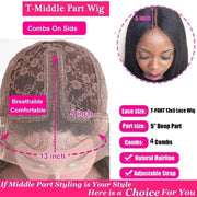 Brand Day Sale Middle Part Black Short Bob Wig Natural Human Hair T Part Lace Wig