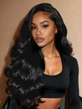Petaluxe 13x6 & 13x4 Pre-Everything? Invisible Lace Body Wave Lace Frontal Black Wig With Invisi Drawstring 180% Density