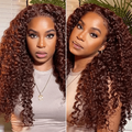 Tiktok Super Sale Petaluxe Put On And Go Pre Cut Lace 6x4.5 Closure Red Brown Curly Quick & Easy Glueless Wig With Breathable Cap Air Wig