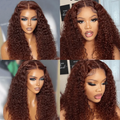 Petaluxe Put On And Go Pre Cut Lace 6x4.5 Closure Red Brown Curly Glueless Wig With Breathable Cap Air Wig