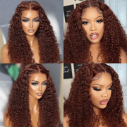 Tiktok Super Sale Put On And Go Pre Cut Lace 6x4.5 Closure Red Brown Curly Quick & Easy Glueless Wig With Breathable Cap Air Wig