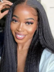 6x4.5 Pre-Cut Lace Yaki Straight Air Wig Put On And Go Glueless Wig 150% Density