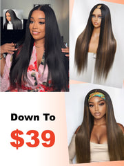 Bye Bye Knots? Wig 7x5 Glueless Lace With Elastic Drawstring Yaki Straight Wig