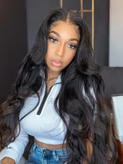 Natural Color Body Wave Wigs 4x0.75 Lace Part Wig 150% Density