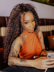 13x4 Lace Frontal Dark Brown Balayage Highlights Jerry Curly 13x4 Lace Wig 150% Density