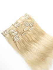 100g #613 Lightest Blonde Clip In Hair Extensions Virgin Hair Extensions 8Pcs/set
