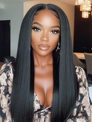 20" 5x5 Thin HD Pre Cut Pre Bleached BlendAway Lace Closure Glueless Yaki Wig 180% Density