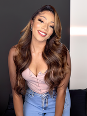 Balayage Highlights Transparent Lace Front Wigs Body Wave Human Hair Wigs